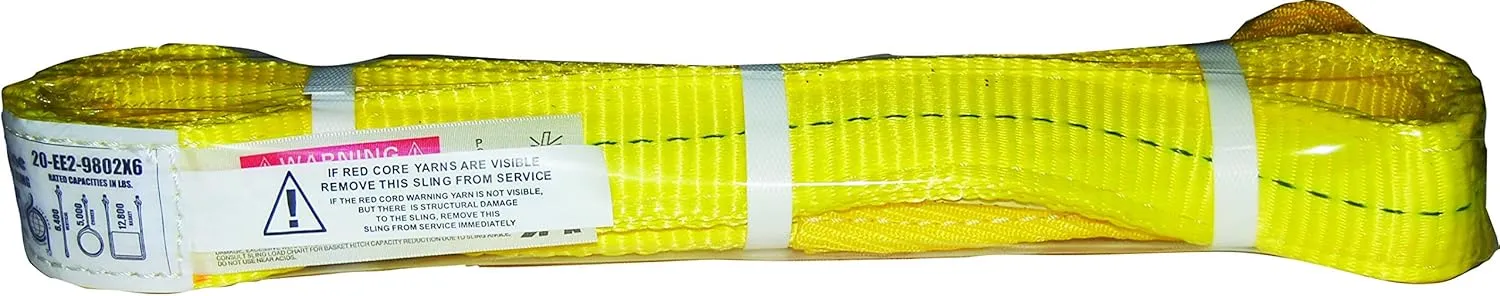 S-Line 20-EE2-9802X6 Eye to Eye Twisted Web Lifting Sling, 2 in W x 6 ft L, 2-Ply, Loop End