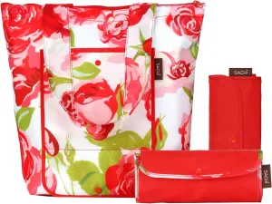 SACHI 3 Piece Market Tote Set Insulated Thermal Reusable Grocery Bags Cold and Hot Foods Lightweight Portable and Fold-able (Bloom)