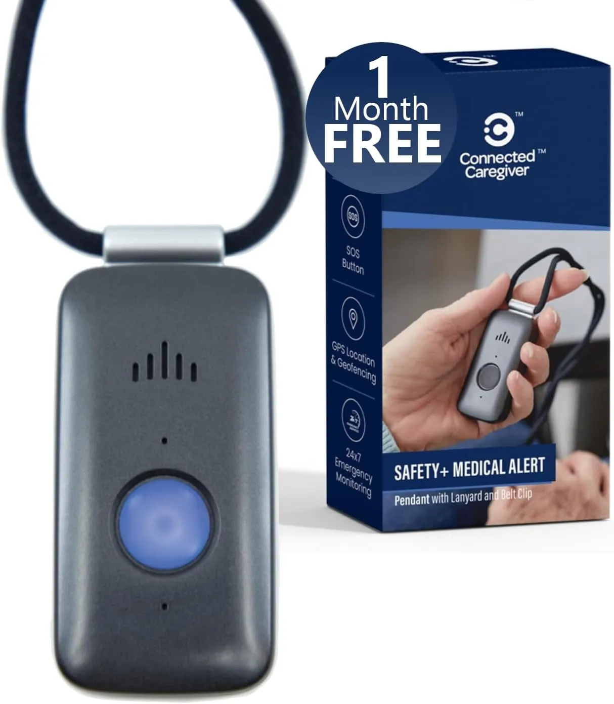 Safety  4G Medical Alert System: Fall Detection, GPS Location, 24/7 Monitoring, Mobile Caregiver App, Small, Lightweight-Call to Activate Wireless Call Button, Personal Safety, Wearable Panic Button