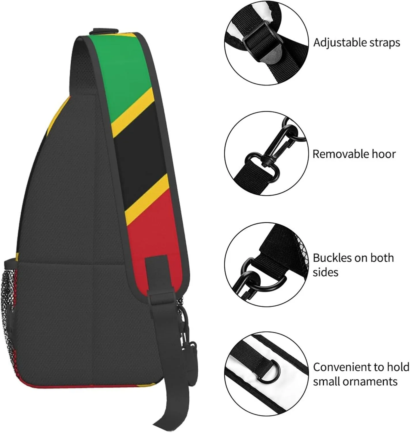 Saint Lucia Flag Sling Bag Adjustable Chest Bags Casual Crossbody Bag Travel Shoulder Backpack