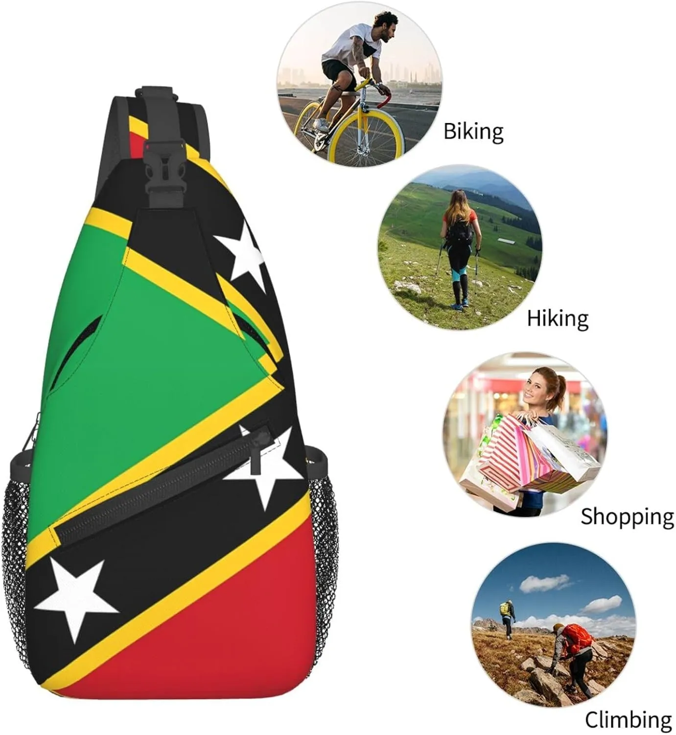 Saint Lucia Flag Sling Bag Adjustable Chest Bags Casual Crossbody Bag Travel Shoulder Backpack