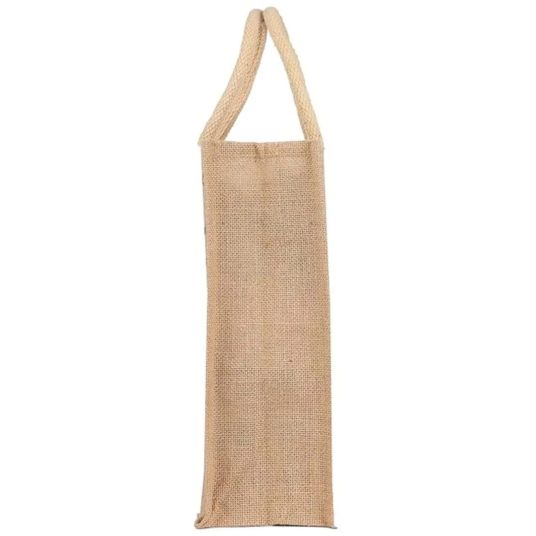 Sangra Multicolor Jute Lunch Bag with Zip and Handle (adventure) pack of 2