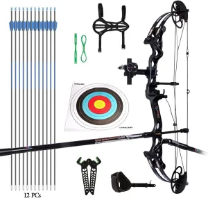 Sanlida Hero X8 Junior Professional- Grade Standard Target Compound Bow and Arrow Kit with Target Accessories for Competition for Juniors, Youths, Ladies/Limited Life-time Warranty/7-35Lbs/14-60Lbs