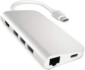 Satechi USB C Hub Multiport Adapter, USB C Docking Station with 4K HDMI, 60W USBC PD Charging, 3 USB-A, Ethernet, Micro/SD Card Readers, for MacBook Pro/Air M1 M2 M3, Windows - Silver