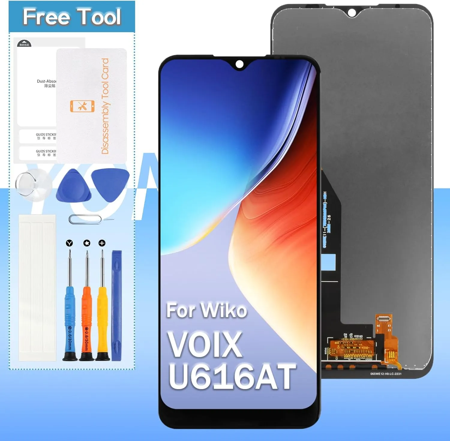 Screen Replacement for Wiko VOIX U616AT 6.5" LCD Display Touch Digitizer Assembly with Tools