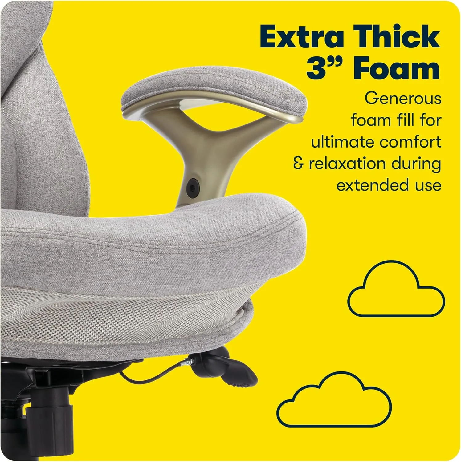 Serta Ergonomic Executive Office Chair Motion Technology Adjustable Mid Back Design with Lumbar Support, Light Gray Fabric