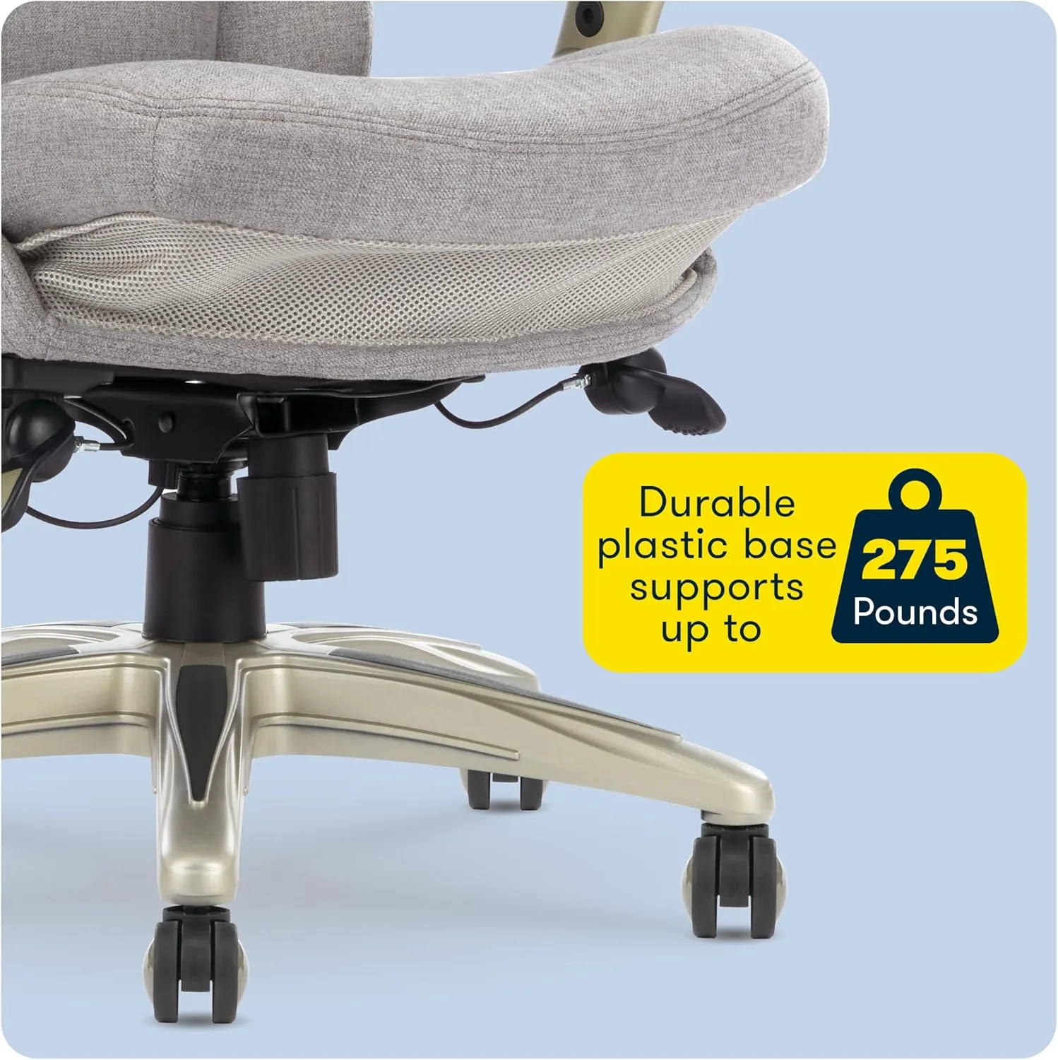 Serta Ergonomic Executive Office Chair Motion Technology Adjustable Mid Back Design with Lumbar Support, Light Gray Fabric