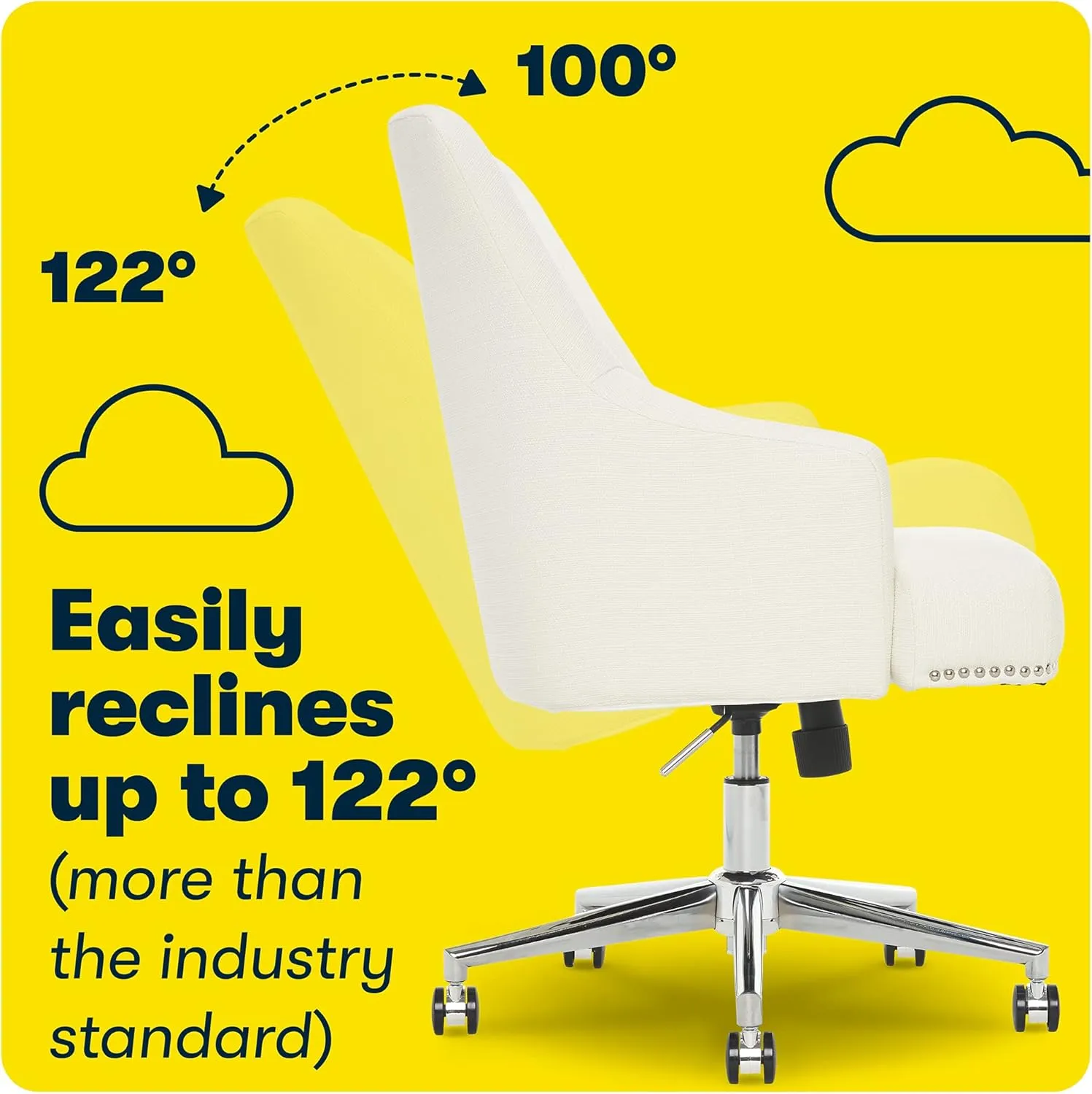 Serta Leighton Home Office Chair, Ivory 27.25D x 24W x 38.75H in