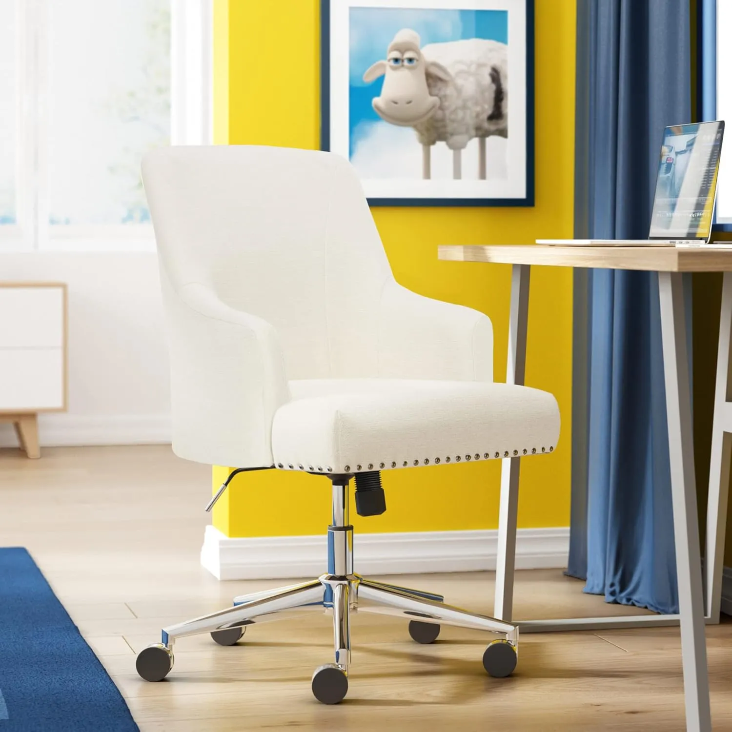 Serta Leighton Home Office Chair, Ivory 27.25D x 24W x 38.75H in