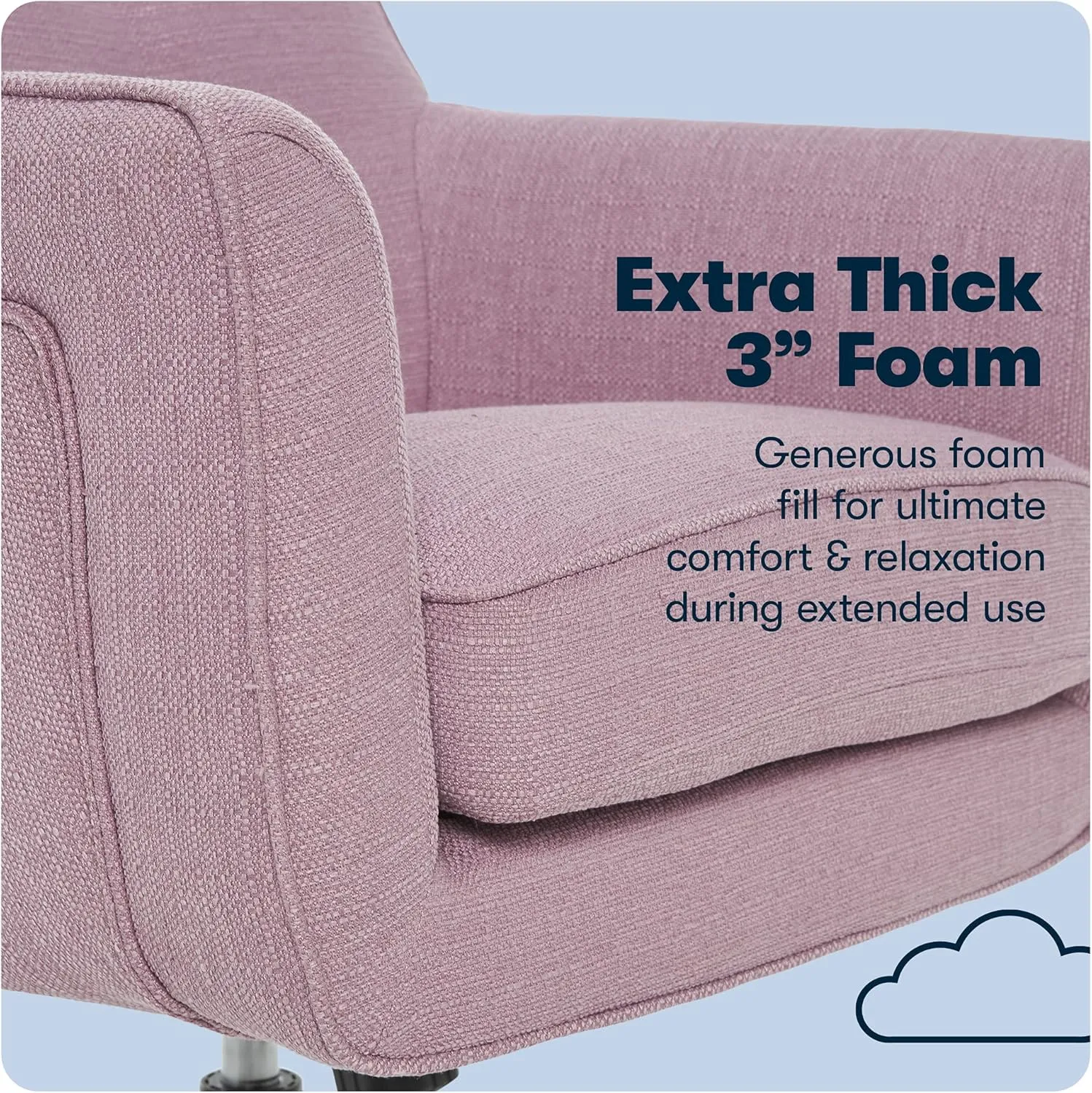 Serta Style Ashland Home Office Chair, Fresh Lilac Twill Fabric