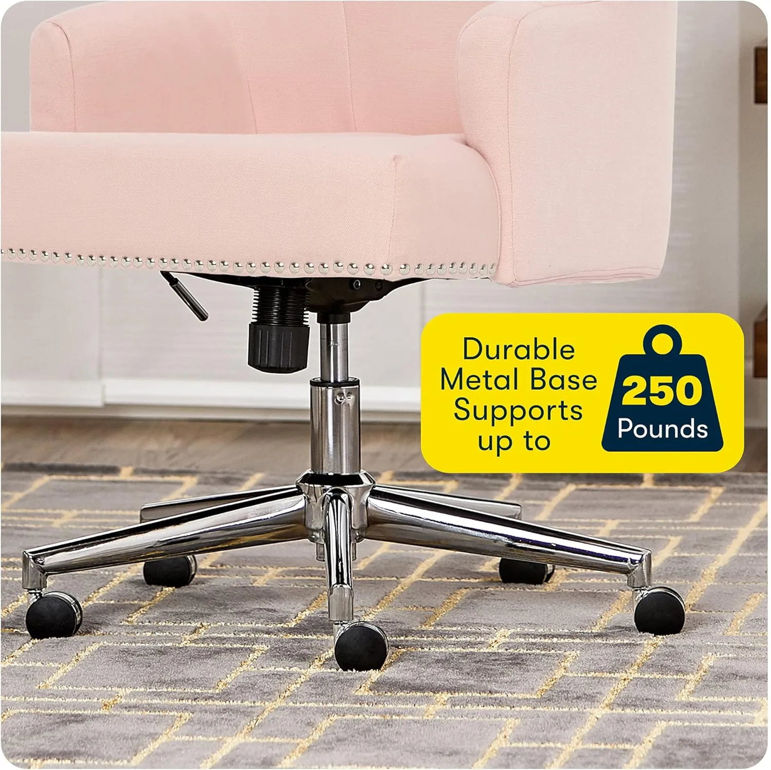 Serta Style Leighton Home Office Chair, Party Pink Twill Fabric 27.25D x 24W x 38.75H in