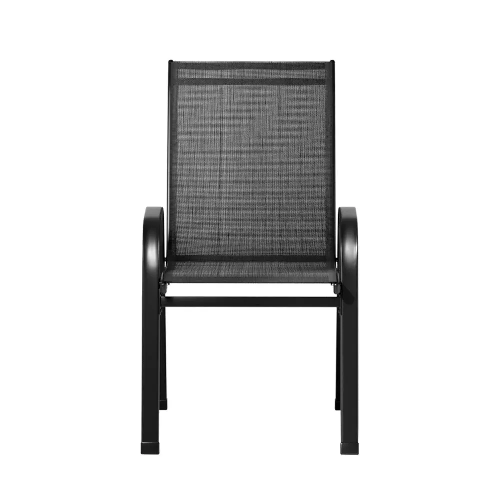 Set of 2 Stackable Outdoor Chairs - Black