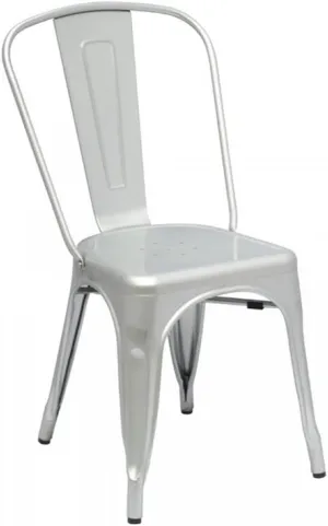 Set of 4 Cassandra Contemporary Steel Stackable Tolix-Style Dining Chair - Matte Silver