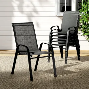 Set of 6 Stackable Outdoor Chairs - Black
