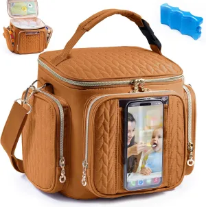 SFYBYHEART Breastmilk Cooler Travel Bag with Ice Pack for 6 Baby Bottles Up to 9 Ounce - Insulated Bottle bag for Daycare - Breastmilk Storage Bag - Baby Bottle Cooler Bag Attach to a Stroller