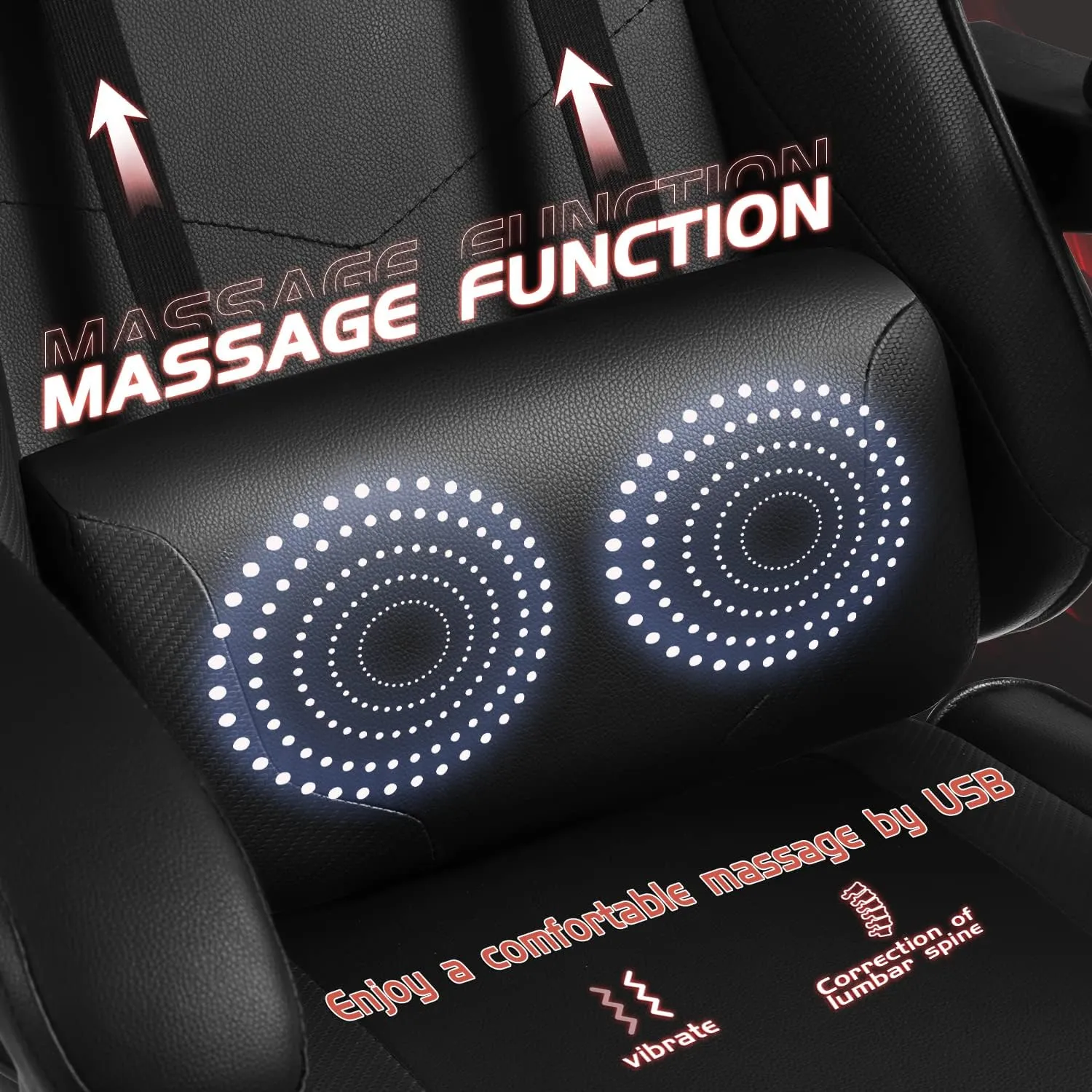 Shahoo Gaming Chair with Footrest and Massage Lumbar Support, Ergonomic Computer Chairs 360°Swivel and Height Adjustable Seat with Headrest for Office or Bedroom, Study Room, Black