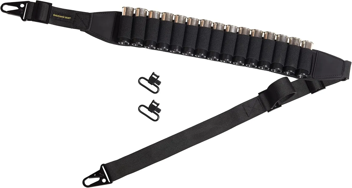 Shotgun Ammo Sling - Adjustable 2 Point Holds 15 Shells 12 Gauge