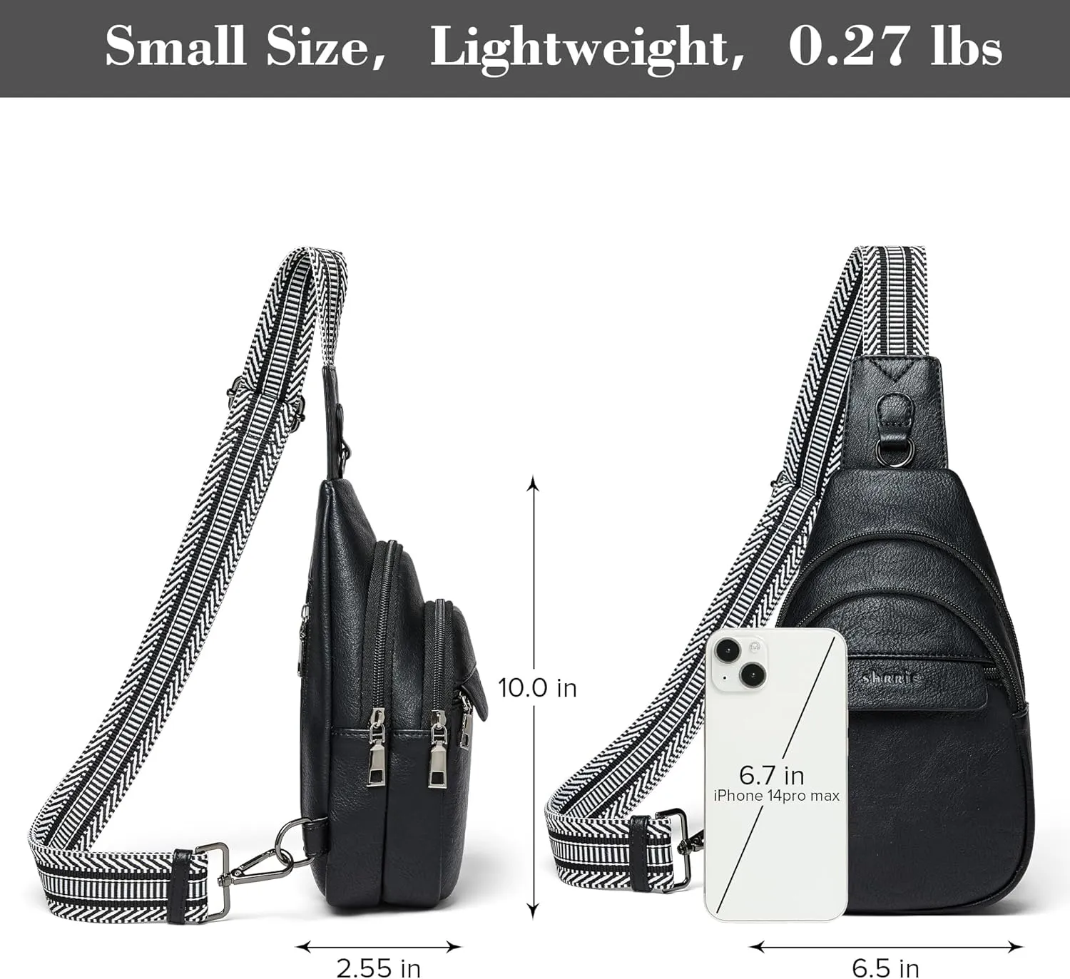 Shrrie Small Sling Bag for Women, Vegan Leather Crossbody Bags for Women Trendy Crossbody Purse Chest Bag for Travel