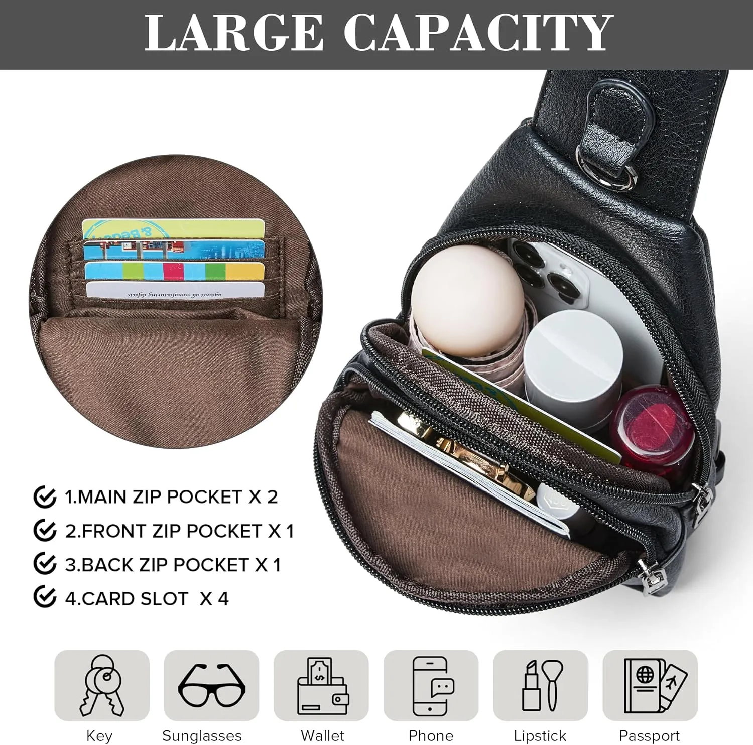 Shrrie Small Sling Bag for Women, Vegan Leather Crossbody Bags for Women Trendy Crossbody Purse Chest Bag for Travel