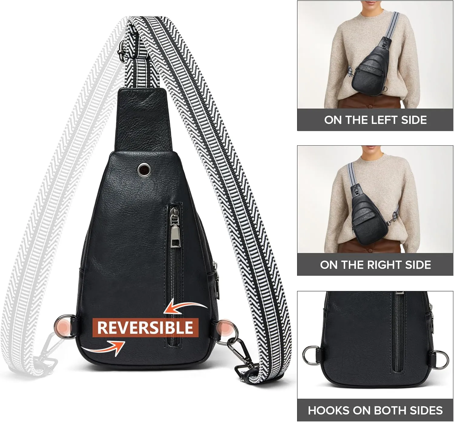 Shrrie Small Sling Bag for Women, Vegan Leather Crossbody Bags for Women Trendy Crossbody Purse Chest Bag for Travel