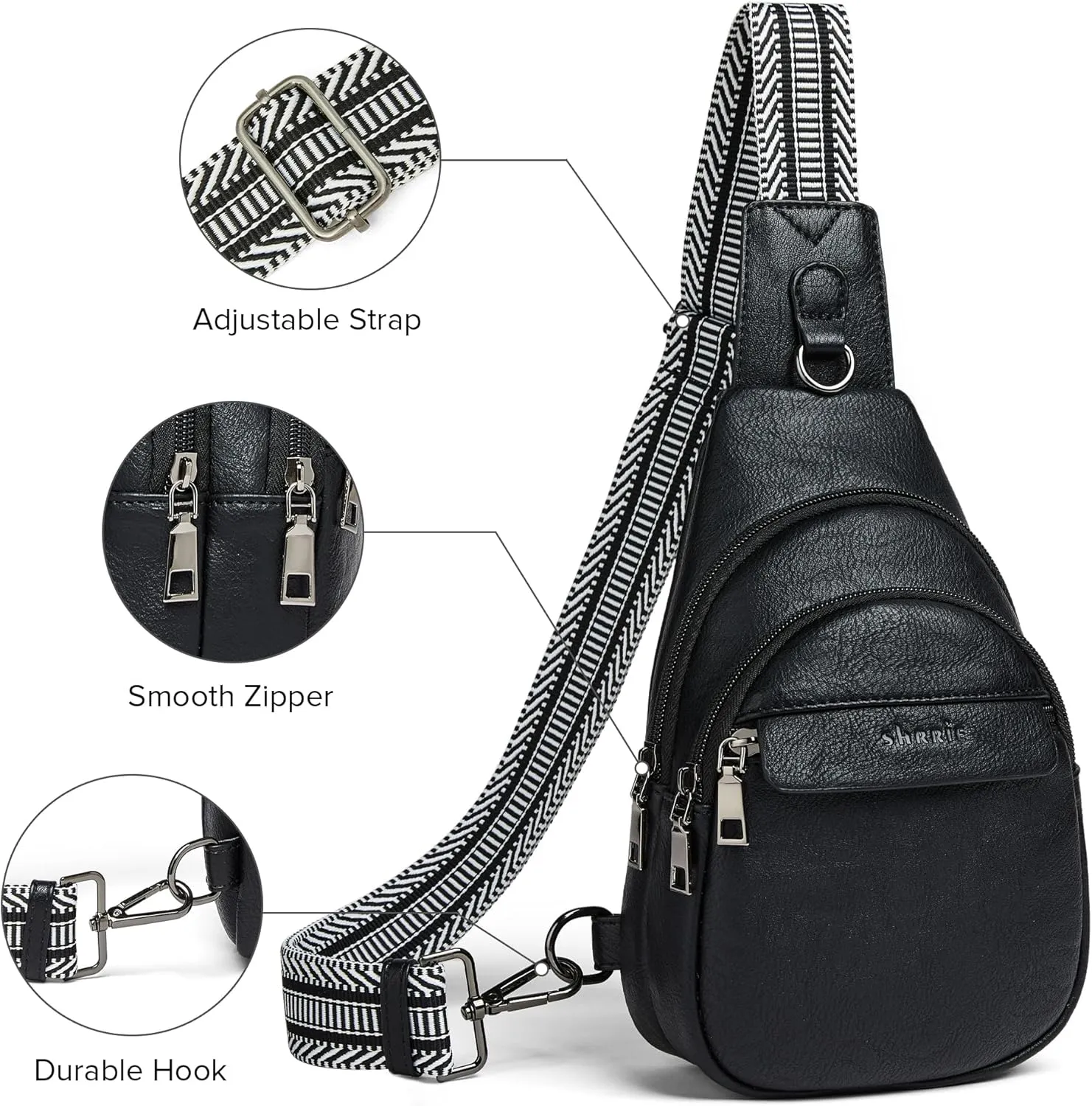 Shrrie Small Sling Bag for Women, Vegan Leather Crossbody Bags for Women Trendy Crossbody Purse Chest Bag for Travel