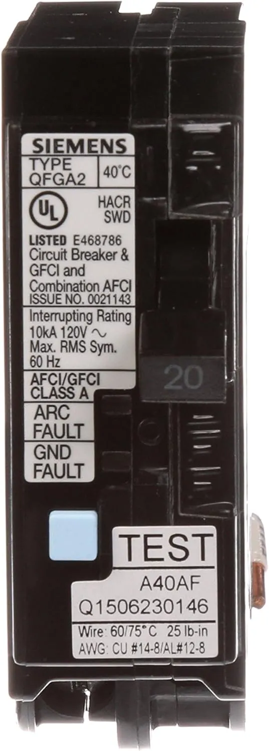 SIEMENS Q120DF 20-Amp Afci/Gfci Dual Function Circuit Breaker, Plug-in Load Center Style