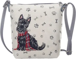 Signare Tapestry Scottie Dog Design Small Crossbody Bag Sling Purse For Women (SLING-SCOTTIE)