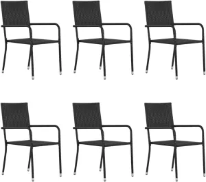 Sillas De Patio Camping Chairs Outdoor Chairs Dining Room Chairs - Patio Dining Chairs 6 pcs Stackable Black Poly Rattan for Terrace Beaches Outside Campsites