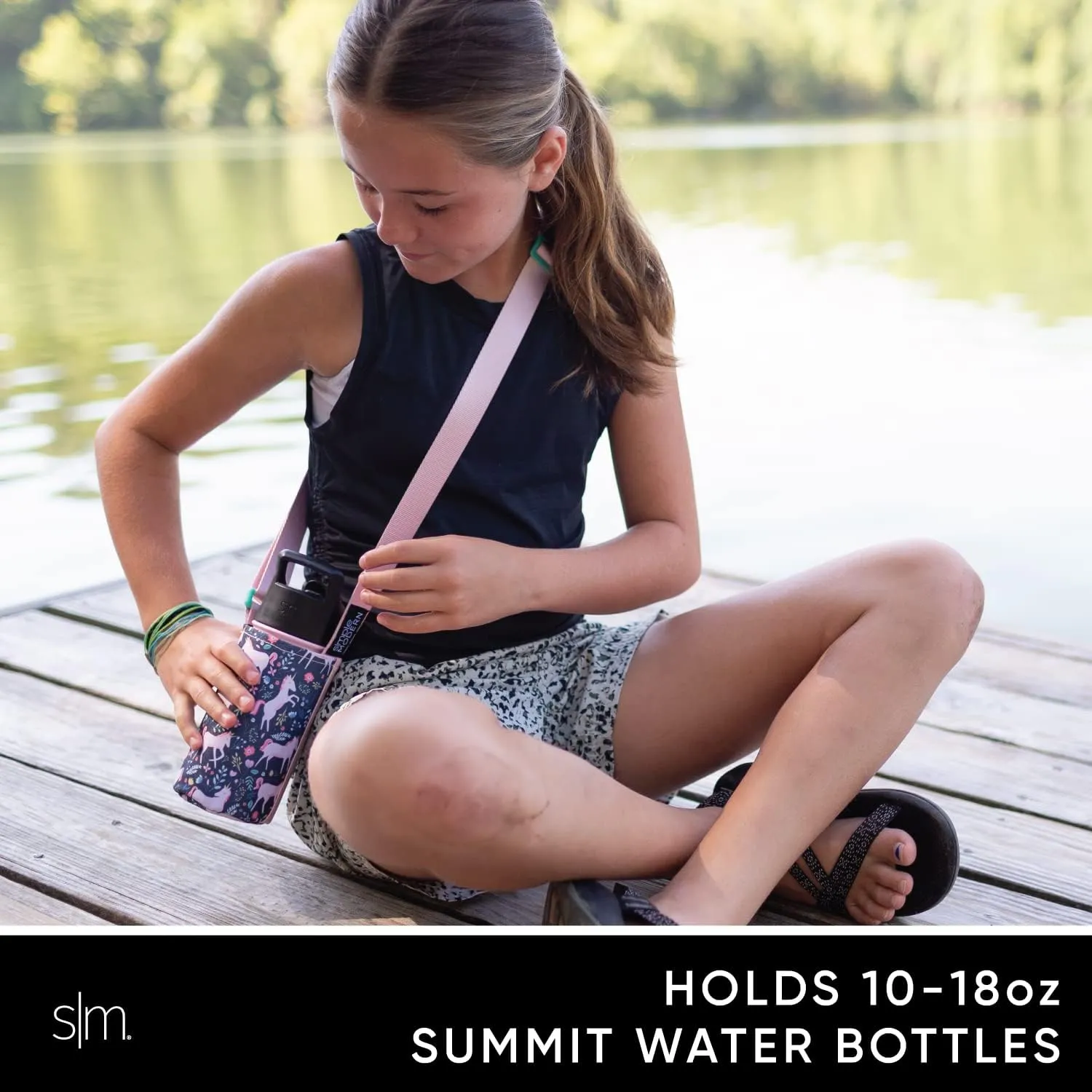 Simple Modern Kid's Water Bottle Carrier Sling with Adjustable Strap | Bottle Holder Crossbody Bag for Walking, Hiking and School | Summit Collection | Blush