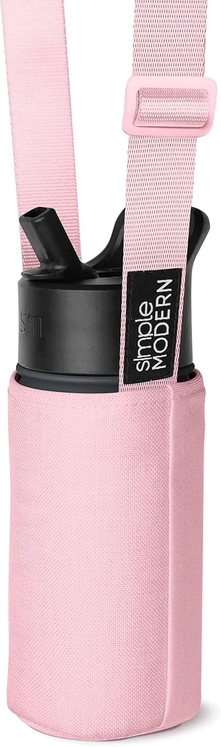 Simple Modern Kid's Water Bottle Carrier Sling with Adjustable Strap | Bottle Holder Crossbody Bag for Walking, Hiking and School | Summit Collection | Blush