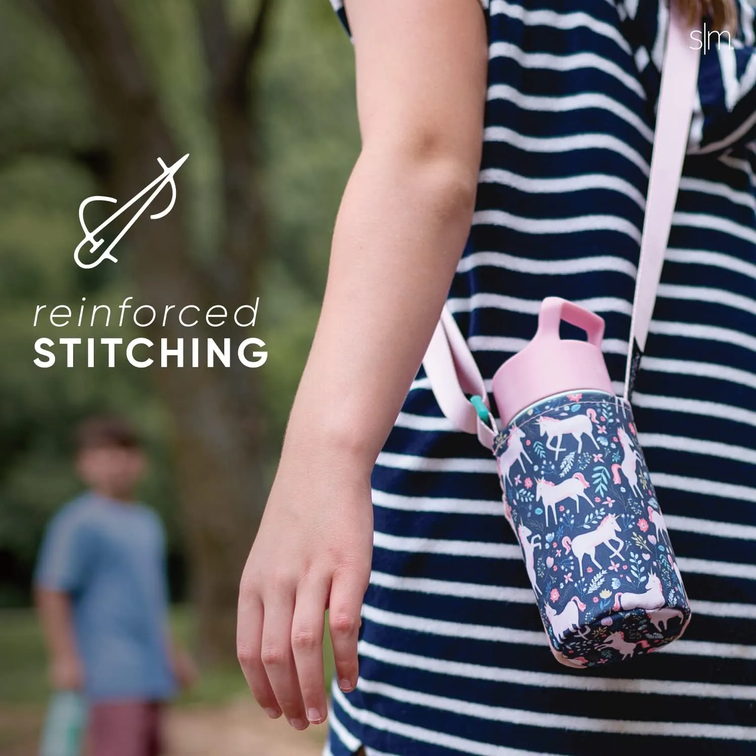 Simple Modern Kid's Water Bottle Carrier Sling with Adjustable Strap | Bottle Holder Crossbody Bag for Walking, Hiking and School | Summit Collection | Blush