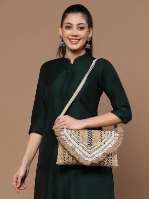 Sisal Embellished Jute Sling Bag