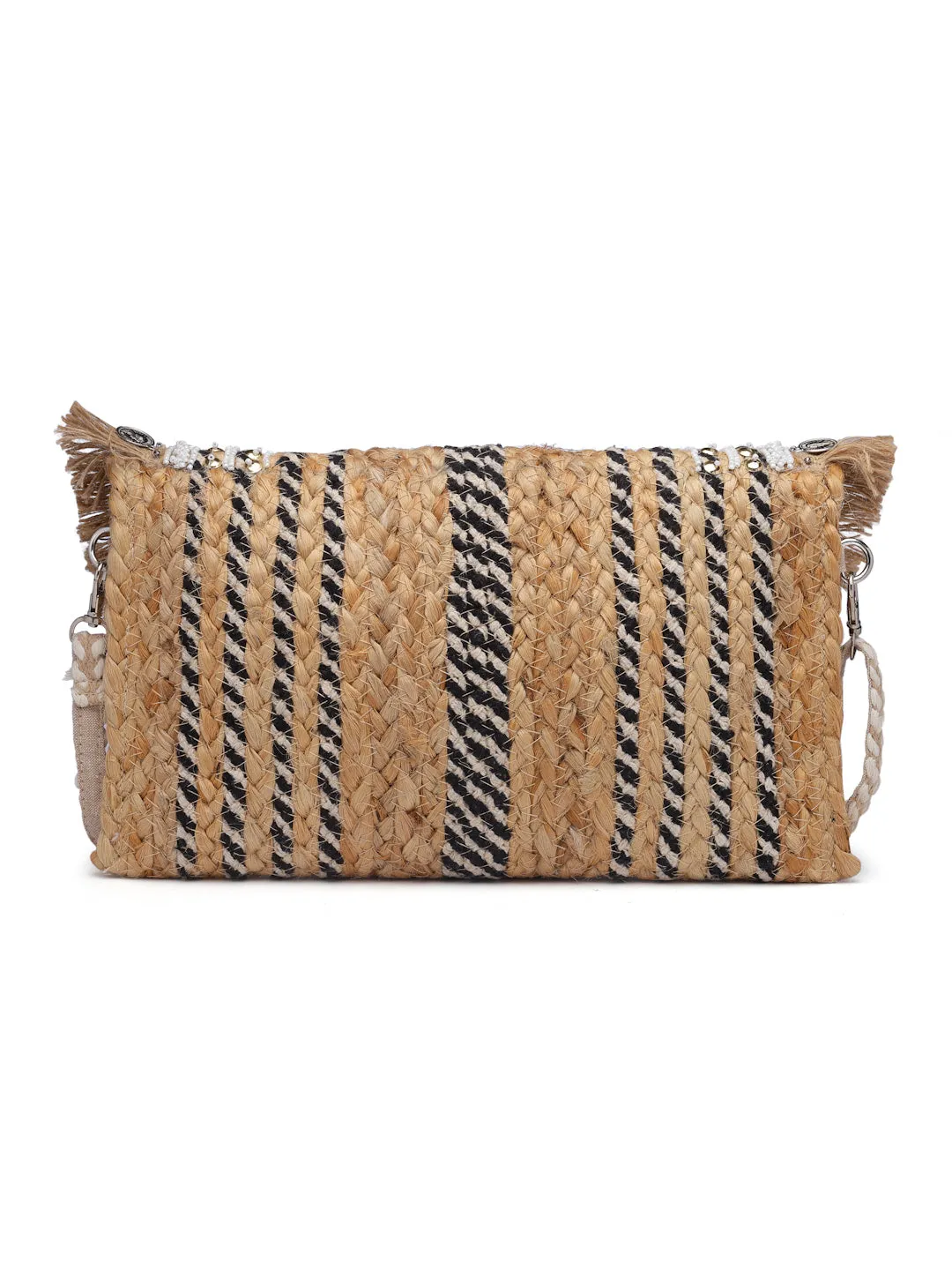 Sisal Embellished Jute Sling Bag