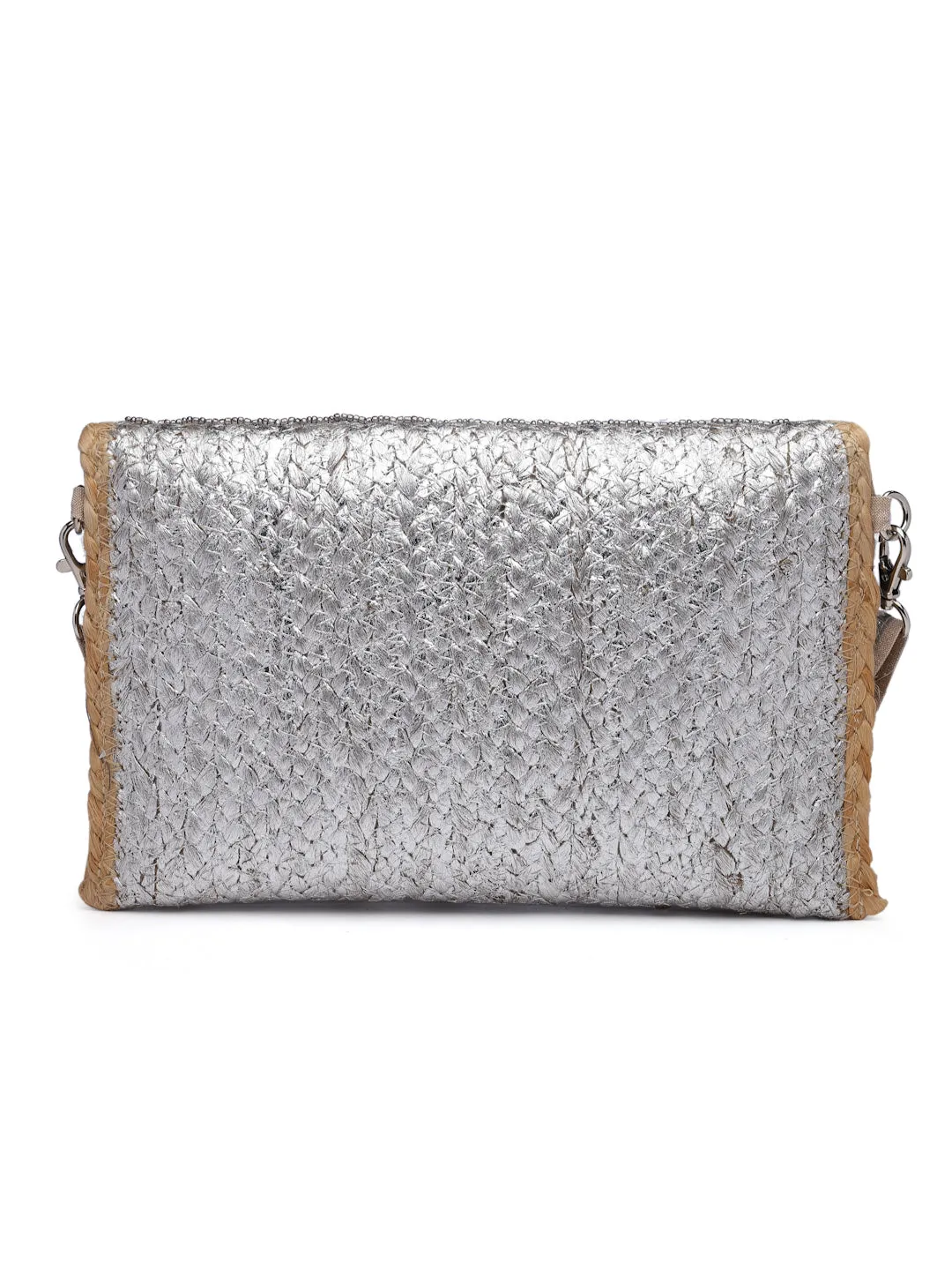 Sisal Striped & Embellished Jute Sling Bag
