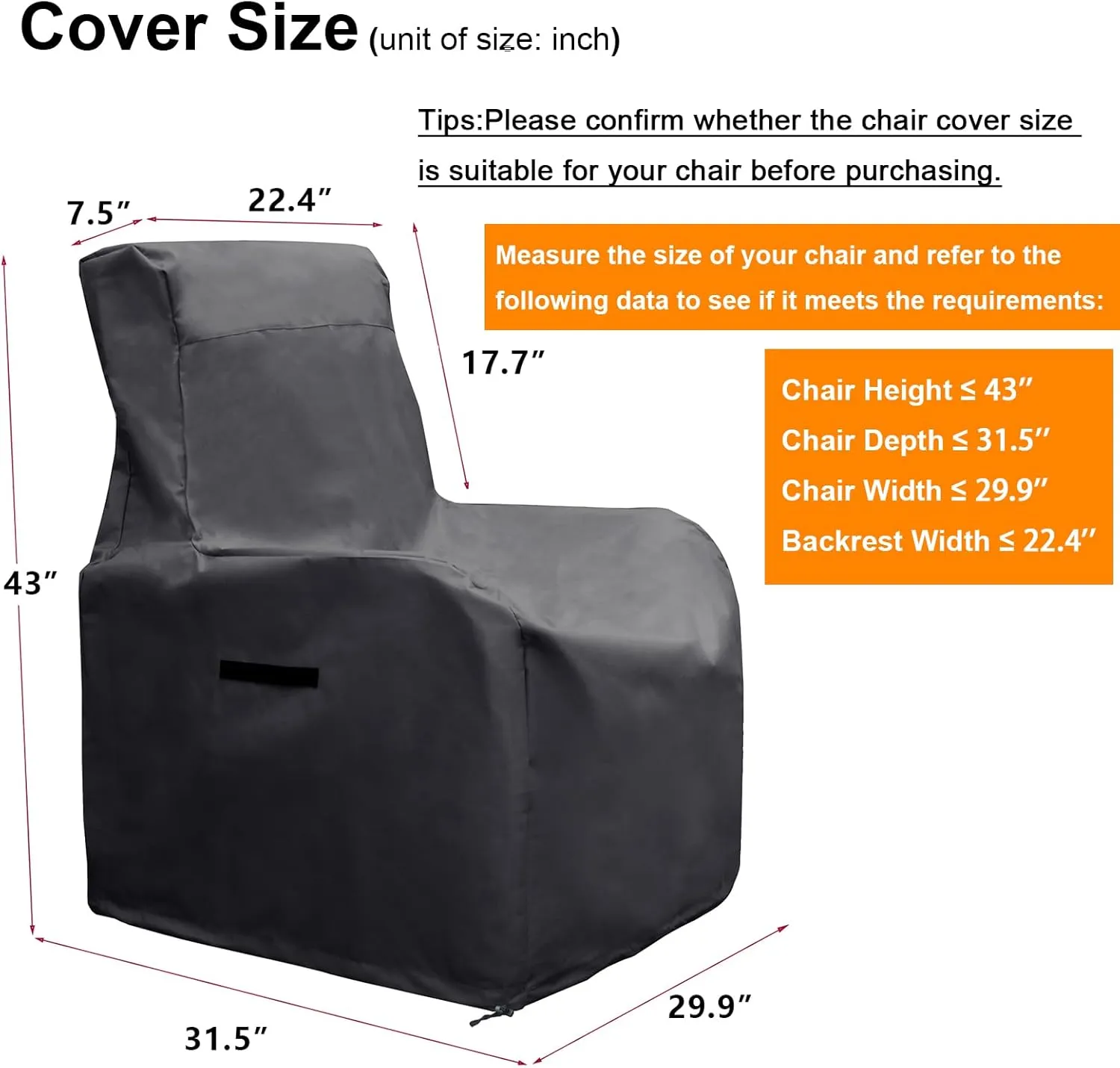 Skypatio Patio Chair Cover Waterproof, Outdoor Furniture Storage Cover for All Weather Protection (Black)