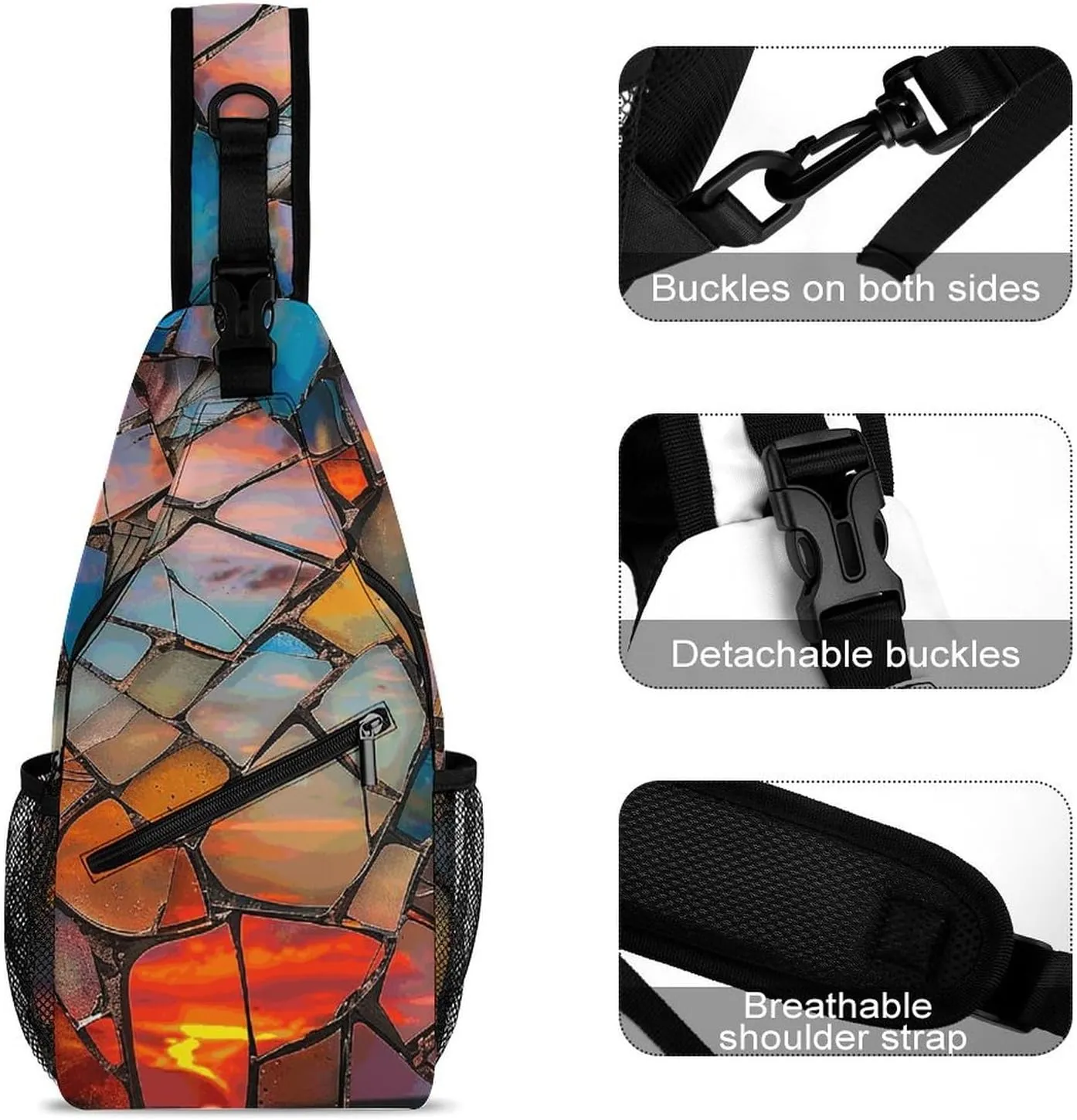 Sling Backpack Crossbody for Man Woman Night at Sunset Cross Body Adjustable Chest Bag