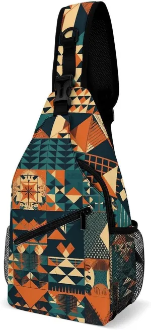 Sling Bags for Women Men Colorful Tribal Pattern Sling Backpack Adjustable Belt Casual Chest Daypack Bum Bags Fanny Pack for Travel Sports Running Hiking Waist Packs