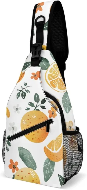 Sling Bags for Women Men Oranges And Lemons Sling Backpack Adjustable Belt Casual Chest Daypack Bum Bags Fanny Pack for Travel Sports Running Hiking Waist Packs