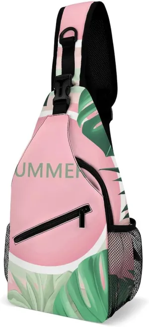 Sling Bags for Women Men Summer Pattern Sling Backpack Adjustable Belt Casual Chest Daypack Bum Bags Fanny Pack for Travel Sports Running Hiking Waist Packs