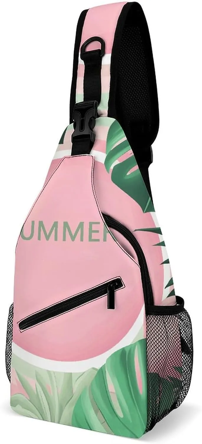 Sling Bags for Women Men Summer Pattern Sling Backpack Adjustable Belt Casual Chest Daypack Bum Bags Fanny Pack for Travel Sports Running Hiking Waist Packs