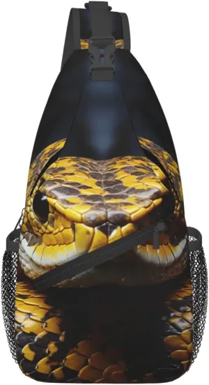 Sling Bags for Women Men Yellow Snake Sling Backpack Adjustable Belt Bum Bags Fanny Pack for Travel Sports Running Hiking Waist Packs