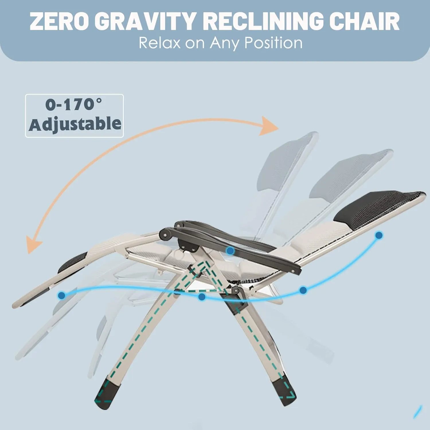Slsy Zero Gravity Chair, Reclining Lounge Chair with Removable Tray for Indoor and Outdoor, Patio Recliner Folding Reclining Chair