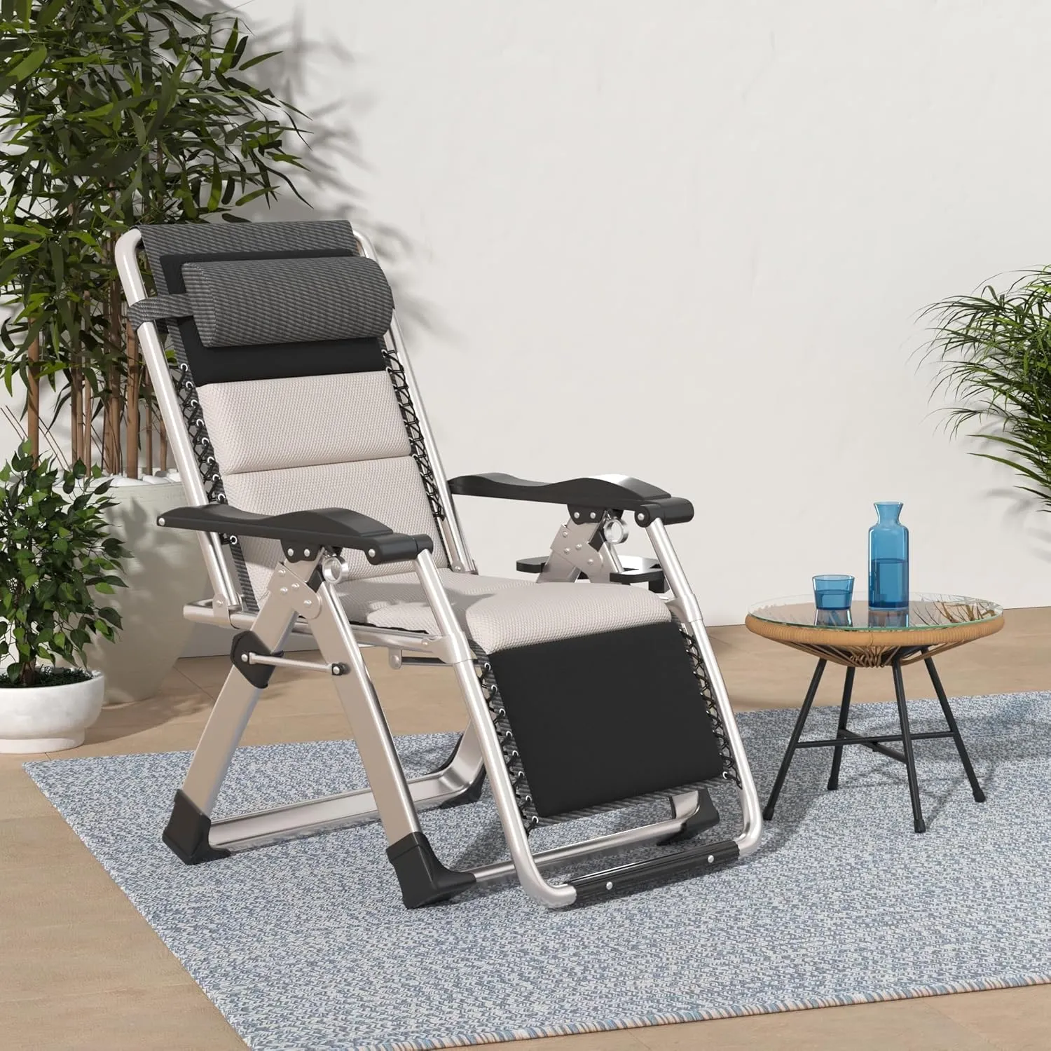 Slsy Zero Gravity Chair, Reclining Lounge Chair with Removable Tray for Indoor and Outdoor, Patio Recliner Folding Reclining Chair