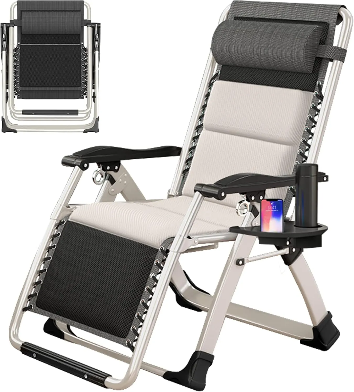Slsy Zero Gravity Chair, Reclining Lounge Chair with Removable Tray for Indoor and Outdoor, Patio Recliner Folding Reclining Chair