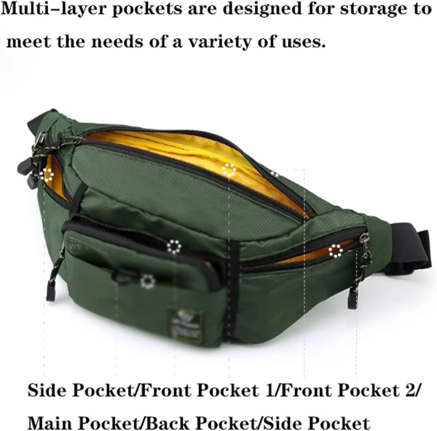 Small Crossbody Fanny Pack with Adjustable Strap, nylon fabric, Sling Chest Bag, Lightweight Running Belt Bag, for Jogging Hiking Hiker Woman Man(A)