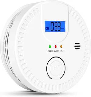 Smoke and Carbon Monoxide Detector, 2 in 1, Smoke & CO Alarm, 85db Sound, LCD Readout, Battery Operation, for Home and Kitchen, Easy Installation
