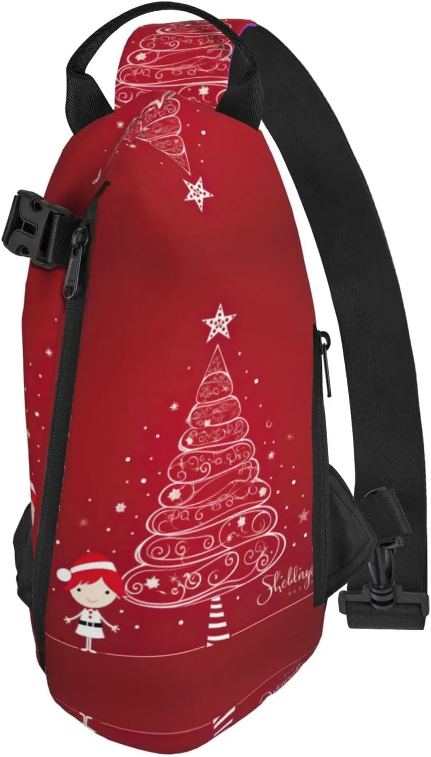 Snowman Christmas Tree Print Lightweight Adjustable Crossbody Backpack Daypack For Men,Women Sling Bag