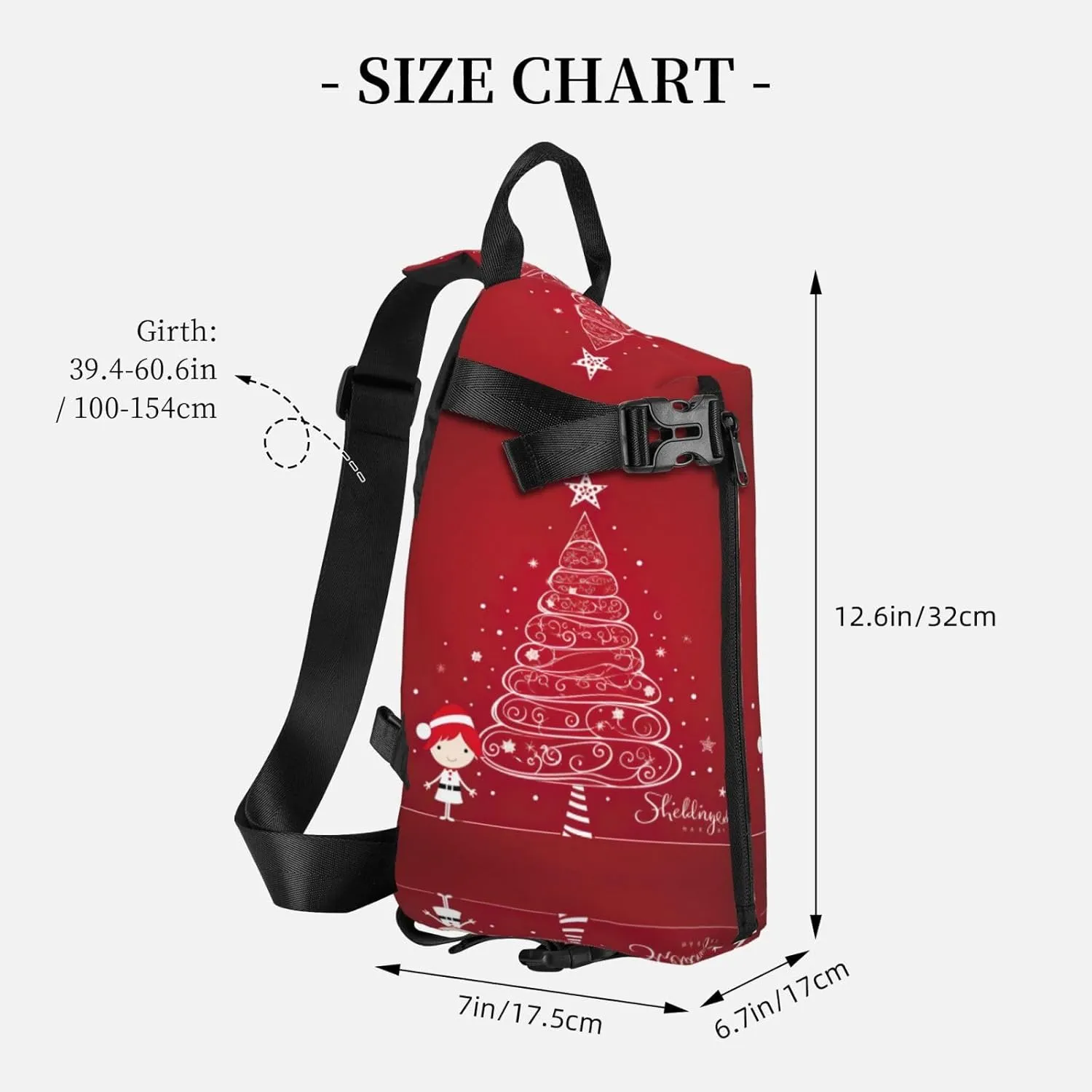 Snowman Christmas Tree Print Lightweight Adjustable Crossbody Backpack Daypack For Men,Women Sling Bag