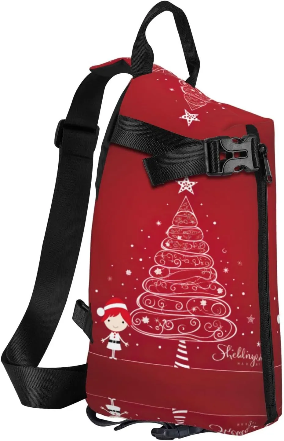 Snowman Christmas Tree Print Lightweight Adjustable Crossbody Backpack Daypack For Men,Women Sling Bag