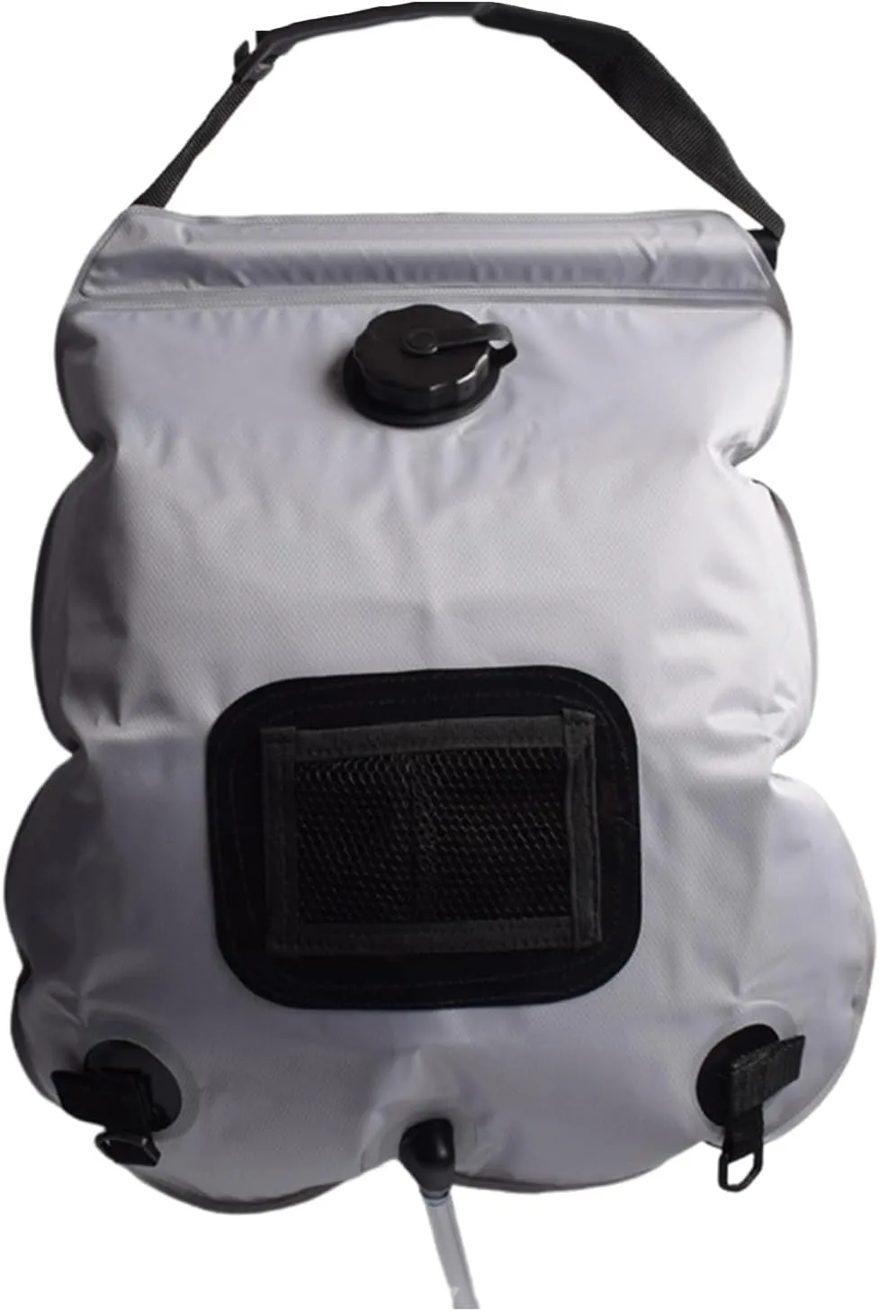 Solar Portable Shower Bag, 5 Gal/20L Solar Heating Outdoor Camping Shower Bag with Shower Heaand Removable Hose,Traveling Shower for Camping, Hiking, Travel, Beach Swimming Silver Gray